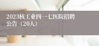 2023核工业四一七医院招聘公告（20人）