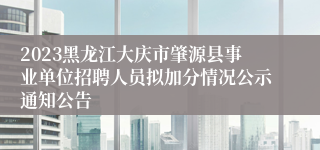 2023黑龙江大庆市肇源县事业单位招聘人员拟加分情况公示通知公告