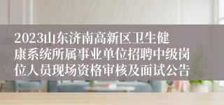 2023山东济南高新区卫生健康系统所属事业单位招聘中级岗位人员现场资格审核及面试公告