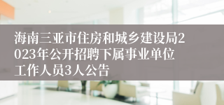 海南三亚市住房和城乡建设局2023年公开招聘下属事业单位工作人员3人公告