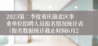 2023第二季度重庆渝北区事业单位招聘人员报名情况统计表（报名数据统计截止时间6月29日9：00）