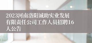 2023河南洛阳诚助实业发展有限责任公司工作人员招聘16人公告