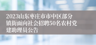 2023山东枣庄市市中区部分镇街面向社会招聘50名农村党建助理员公告