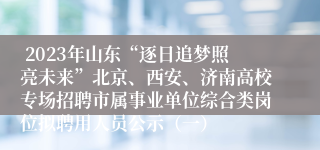  2023年山东“逐日追梦照亮未来”北京、西安、济南高校专场招聘市属事业单位综合类岗位拟聘用人员公示（一）