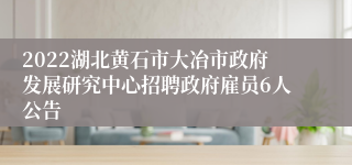 2022湖北黄石市大冶市政府发展研究中心招聘政府雇员6人公告