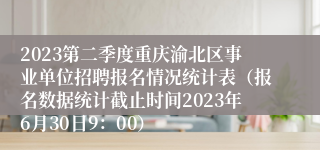 2023第二季度重庆渝北区事业单位招聘报名情况统计表（报名数据统计截止时间2023年6月30日9：00）