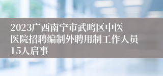 2023广西南宁市武鸣区中医医院招聘编制外聘用制工作人员15人启事