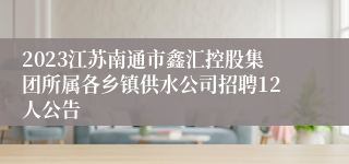 2023江苏南通市鑫汇控股集团所属各乡镇供水公司招聘12人公告