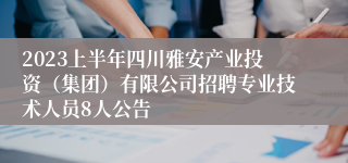 2023上半年四川雅安产业投资（集团）有限公司招聘专业技术人员8人公告