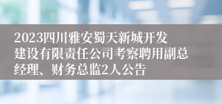 2023四川雅安蜀天新城开发建设有限责任公司考察聘用副总经理、财务总监2人公告