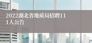 2022湖北省地质局招聘111人公告