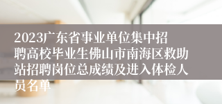 2023广东省事业单位集中招聘高校毕业生佛山市南海区救助站招聘岗位总成绩及进入体检人员名单