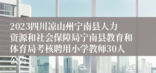 2023四川凉山州宁南县人力资源和社会保障局宁南县教育和体育局考核聘用小学教师30人公告