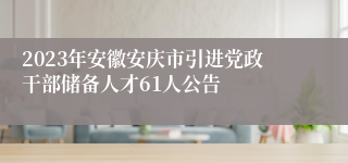 2023年安徽安庆市引进党政干部储备人才61人公告