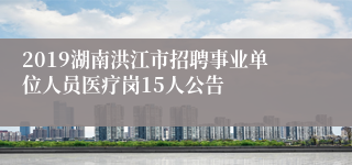 2019湖南洪江市招聘事业单位人员医疗岗15人公告