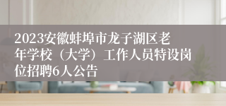 2023安徽蚌埠市龙子湖区老年学校（大学）工作人员特设岗位招聘6人公告