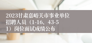 2023甘肃嘉峪关市事业单位招聘人员（1-16、43-51）岗位面试成绩公布