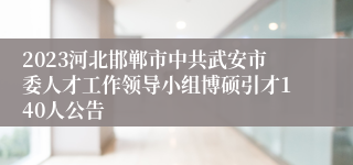 2023河北邯郸市中共武安市委人才工作领导小组博硕引才140人公告