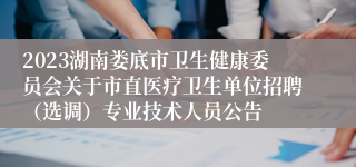 2023湖南娄底市卫生健康委员会关于市直医疗卫生单位招聘（选调）专业技术人员公告