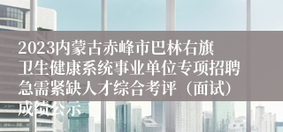 2023内蒙古赤峰市巴林右旗卫生健康系统事业单位专项招聘急需紧缺人才综合考评（面试）成绩公示