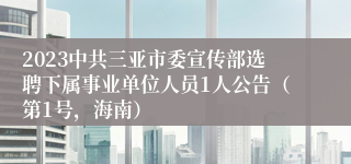 2023中共三亚市委宣传部选聘下属事业单位人员1人公告（第1号，海南）