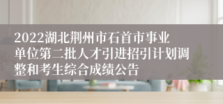 2022湖北荆州市石首市事业单位第二批人才引进招引计划调整和考生综合成绩公告