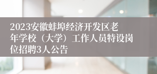 2023安徽蚌埠经济开发区老年学校（大学）工作人员特设岗位招聘3人公告