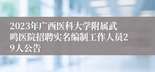 2023年广西医科大学附属武鸣医院招聘实名编制工作人员29人公告