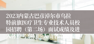 2023内蒙古巴彦淖尔市乌拉特前旗医疗卫生专业技术人员校园招聘（第二场）面试成绩及进入体检考察范围人员名单公告