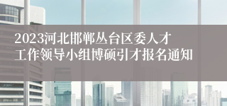 2023河北邯郸丛台区委人才工作领导小组博硕引才报名通知