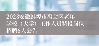 2023安徽蚌埠市禹会区老年学校（大学）工作人员特设岗位招聘6人公告