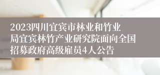 2023四川宜宾市林业和竹业局宜宾林竹产业研究院面向全国招募政府高级雇员4人公告