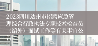 2023四川达州市招聘应急管理综合行政执法专职技术检查员（编外）面试工作等有关事宜公告