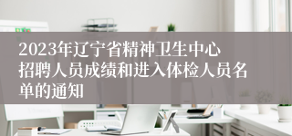 2023年辽宁省精神卫生中心招聘人员成绩和进入体检人员名单的通知