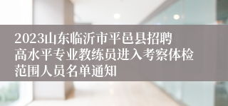 2023山东临沂市平邑县招聘高水平专业教练员进入考察体检范围人员名单通知