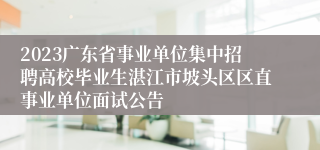 2023广东省事业单位集中招聘高校毕业生湛江市坡头区区直事业单位面试公告