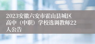 2023安徽六安市霍山县城区高中（中职）学校选调教师22人公告