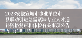 2023安徽宣城市事业单位市县联动引进急需紧缺专业人才递补资格复审和体检有关事项公告（一）