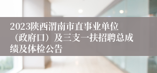 2023陕西渭南市直事业单位（政府口）及三支一扶招聘总成绩及体检公告