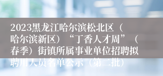 2023黑龙江哈尔滨松北区（哈尔滨新区）“丁香人才周”（春季）街镇所属事业单位招聘拟聘用人员名单公示（第二批）