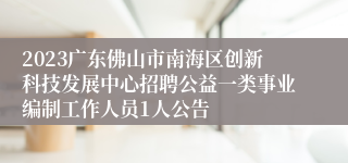 2023广东佛山市南海区创新科技发展中心招聘公益一类事业编制工作人员1人公告