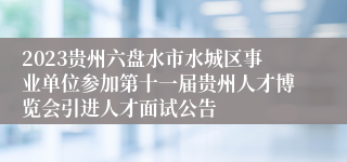 2023贵州六盘水市水城区事业单位参加第十一届贵州人才博览会引进人才面试公告