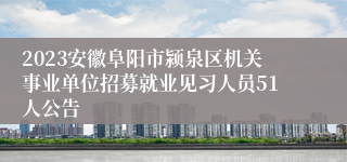 2023安徽阜阳市颍泉区机关事业单位招募就业见习人员51人公告