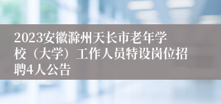 2023安徽滁州天长市老年学校（大学）工作人员特设岗位招聘4人公告