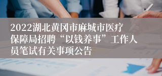 2022湖北黄冈市麻城市医疗保障局招聘“以钱养事”工作人员笔试有关事项公告