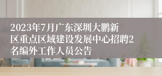 2023年7月广东深圳大鹏新区重点区域建设发展中心招聘2名编外工作人员公告