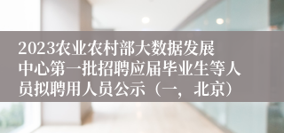 2023农业农村部大数据发展中心第一批招聘应届毕业生等人员拟聘用人员公示（一，北京）