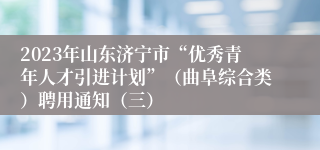 2023年山东济宁市“优秀青年人才引进计划”（曲阜综合类）聘用通知（三）