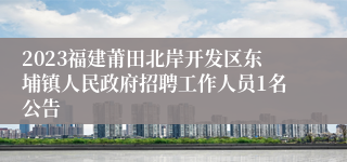 2023福建莆田北岸开发区东埔镇人民政府招聘工作人员1名公告