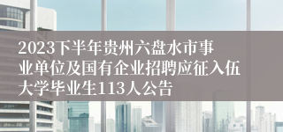 2023下半年贵州六盘水市事业单位及国有企业招聘应征入伍大学毕业生113人公告